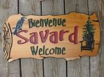 Wood Sign with bird and chair